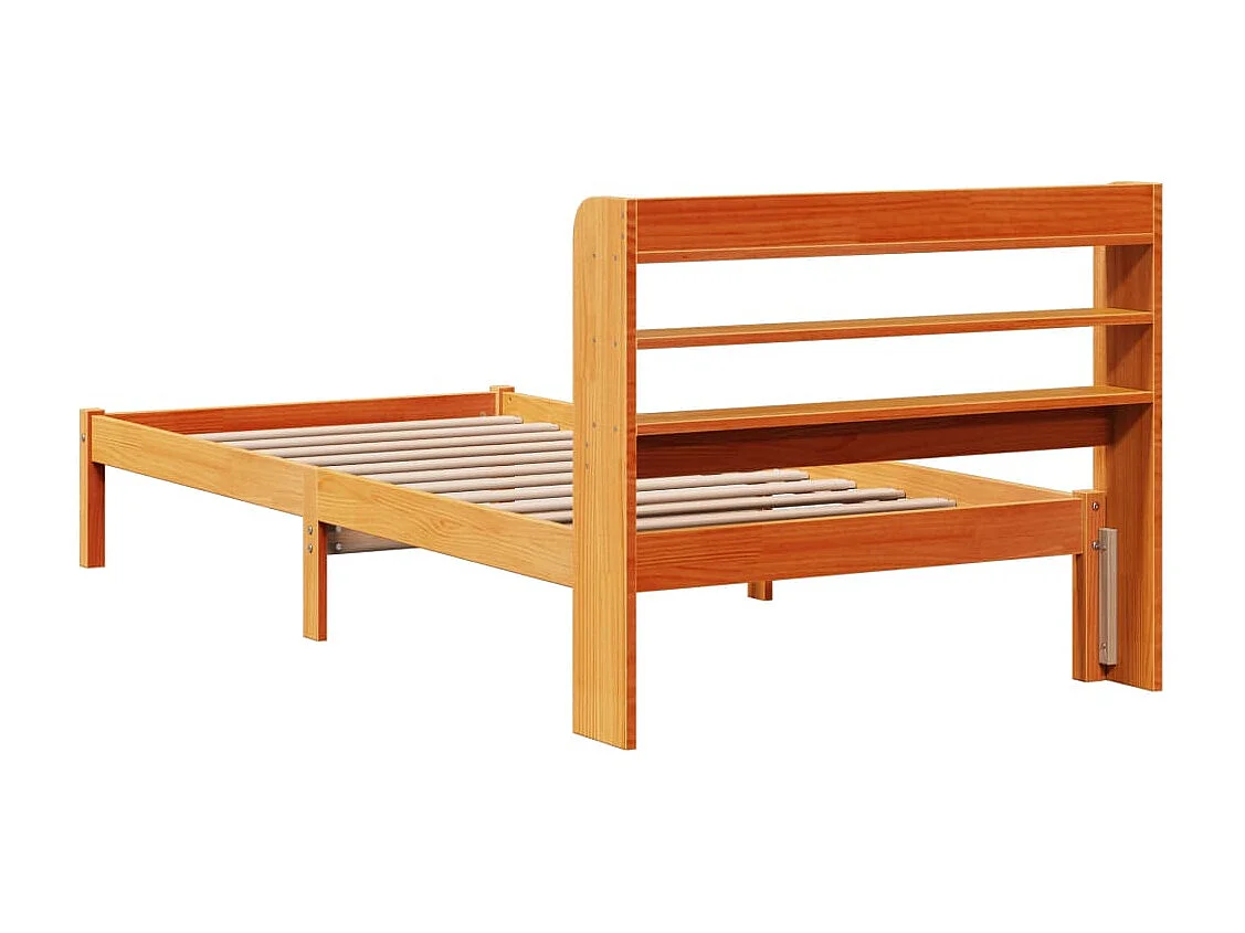 Bettgestell mit Kopfteil ohne Matratze Wachsbraun 75x190 cm