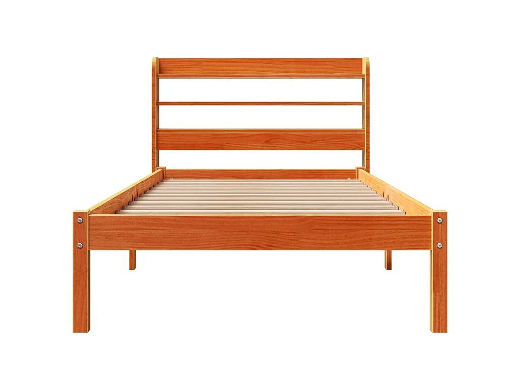 Cadre de lit avec tête de lit sans matelas cire marron 75x190cm