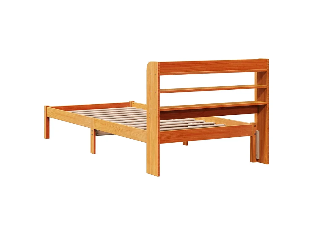Cadre de lit avec tête de lit sans matelas cire marron 75x190cm