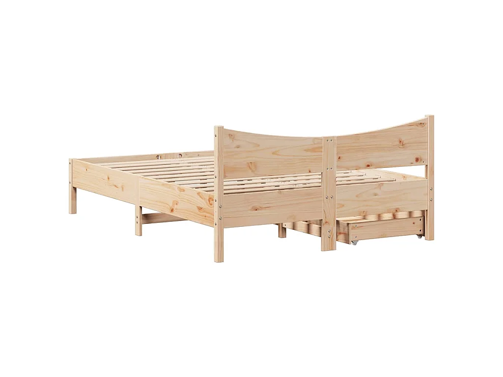 Estrutura de cama c/ gavetas 135x190 cm madeira de pinho maciça