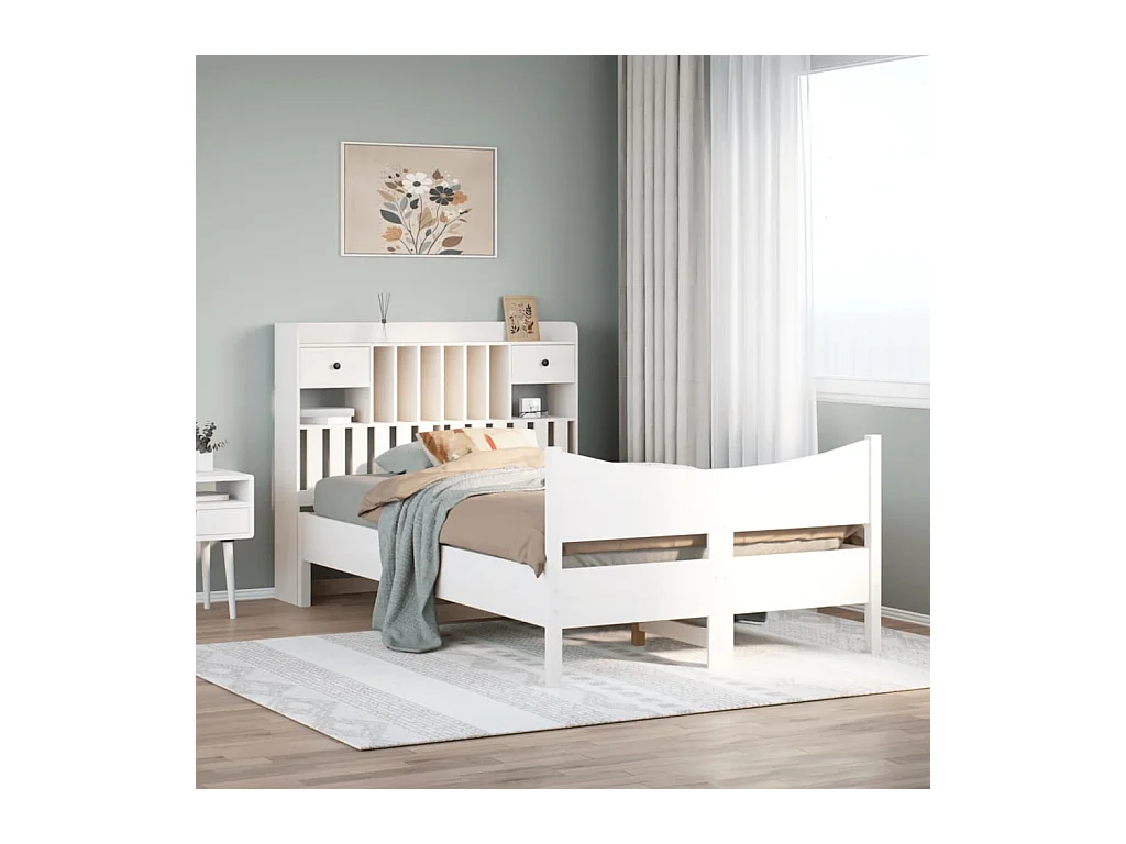 Bedframe zonder matras massief grenenhout wit 135x190 cm