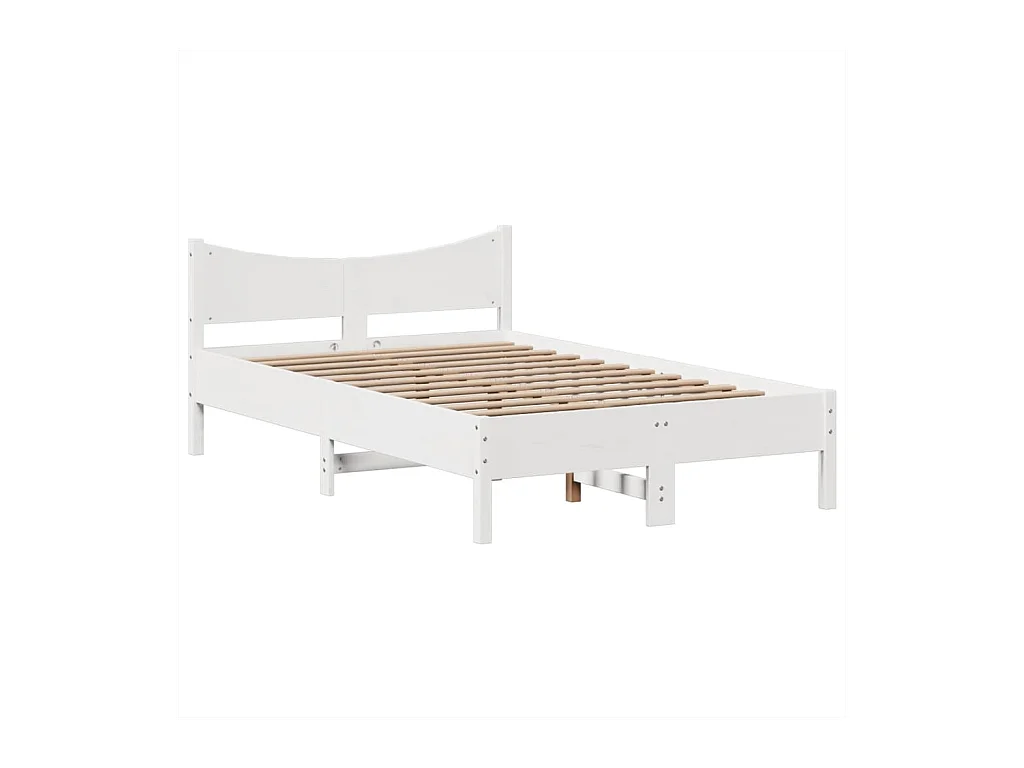 Massivholzbett ohne Matratze Weiß 135x190 cm Kiefernholz