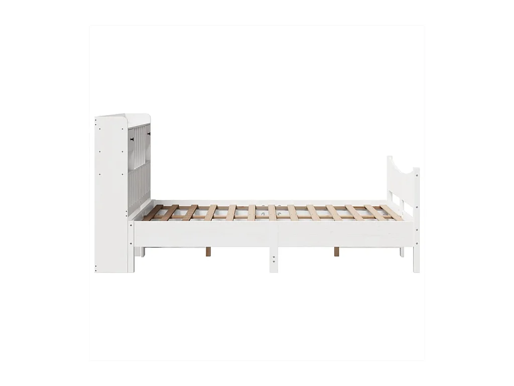 Massivholzbett ohne Matratze Weiß 135x190 cm Kiefernholz
