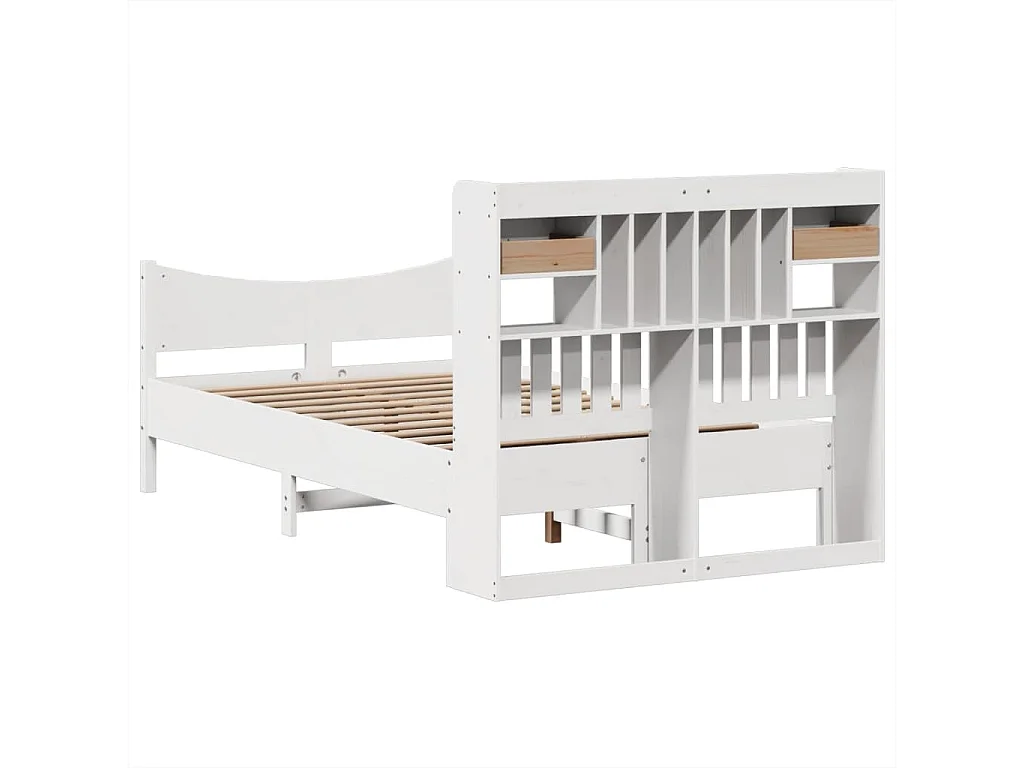 Cama sem colchão 135x190 cm madeira de pinho maciça branco