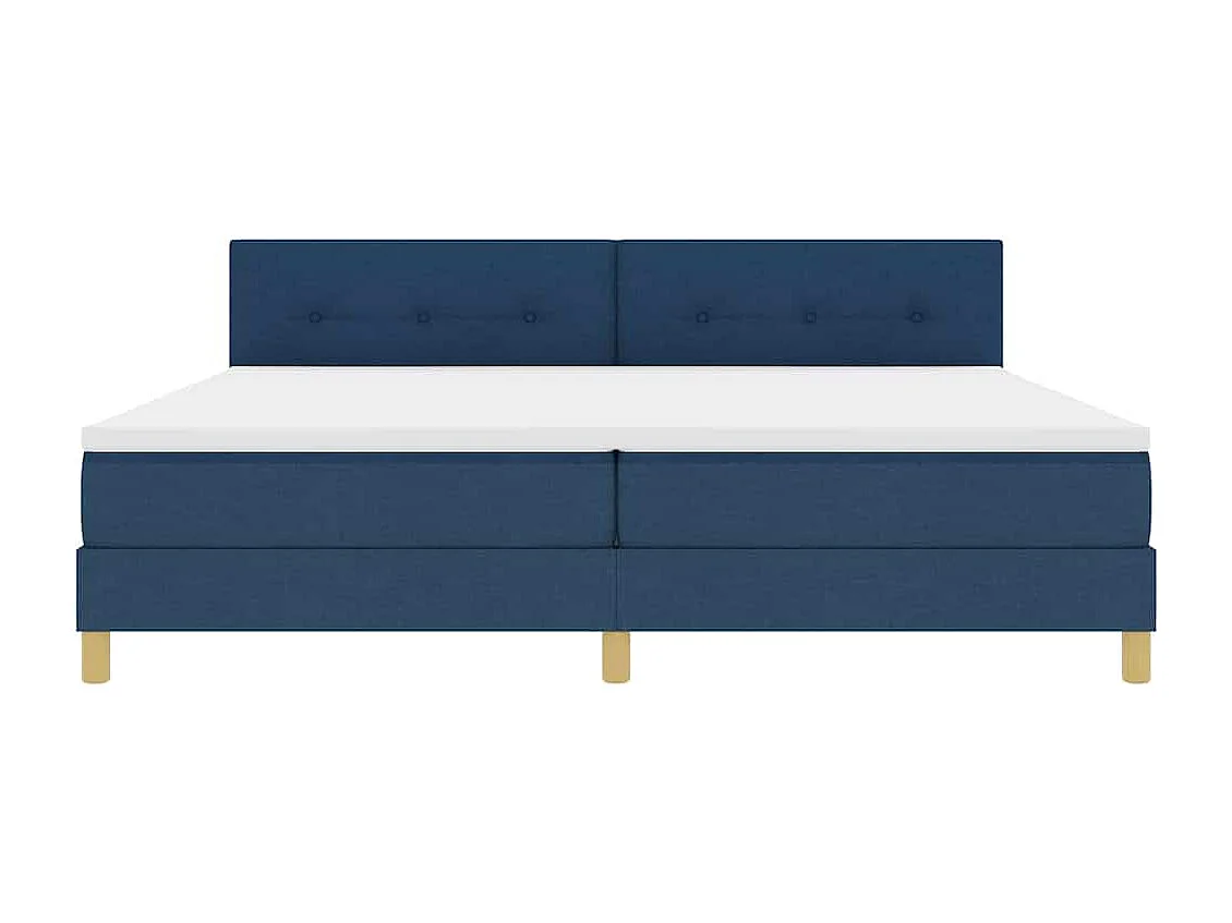 Lit à ressorts avec matelas Bleu 200 x 200 cm tissu