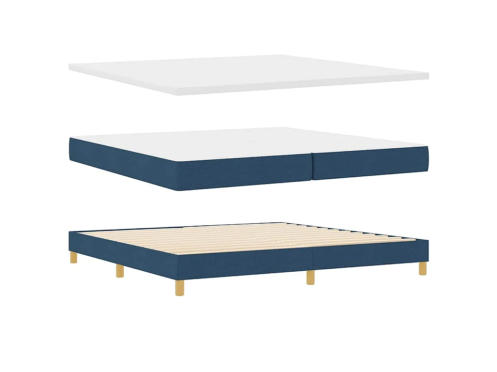 Boxspringbett mit Kissen mit Kopfteil Blau 200 x 200 cm Stoff