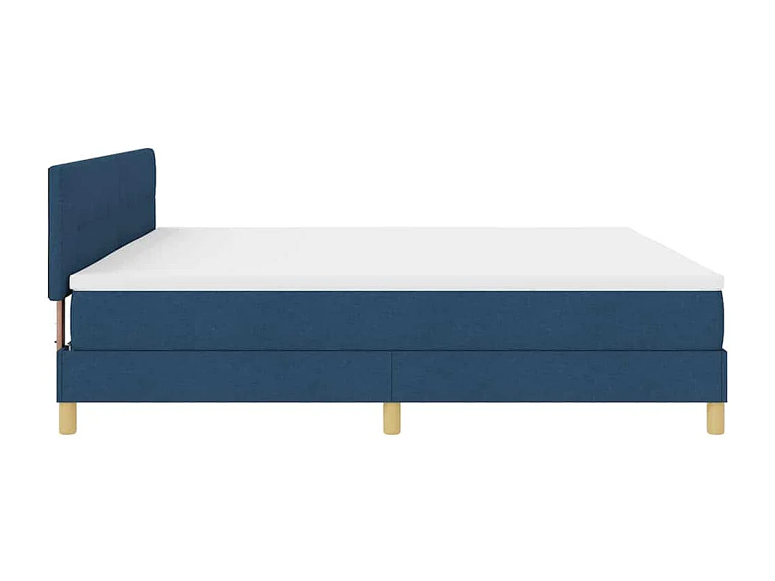 Boxspringbett mit Kissen mit Kopfteil Blau 200 x 200 cm Stoff