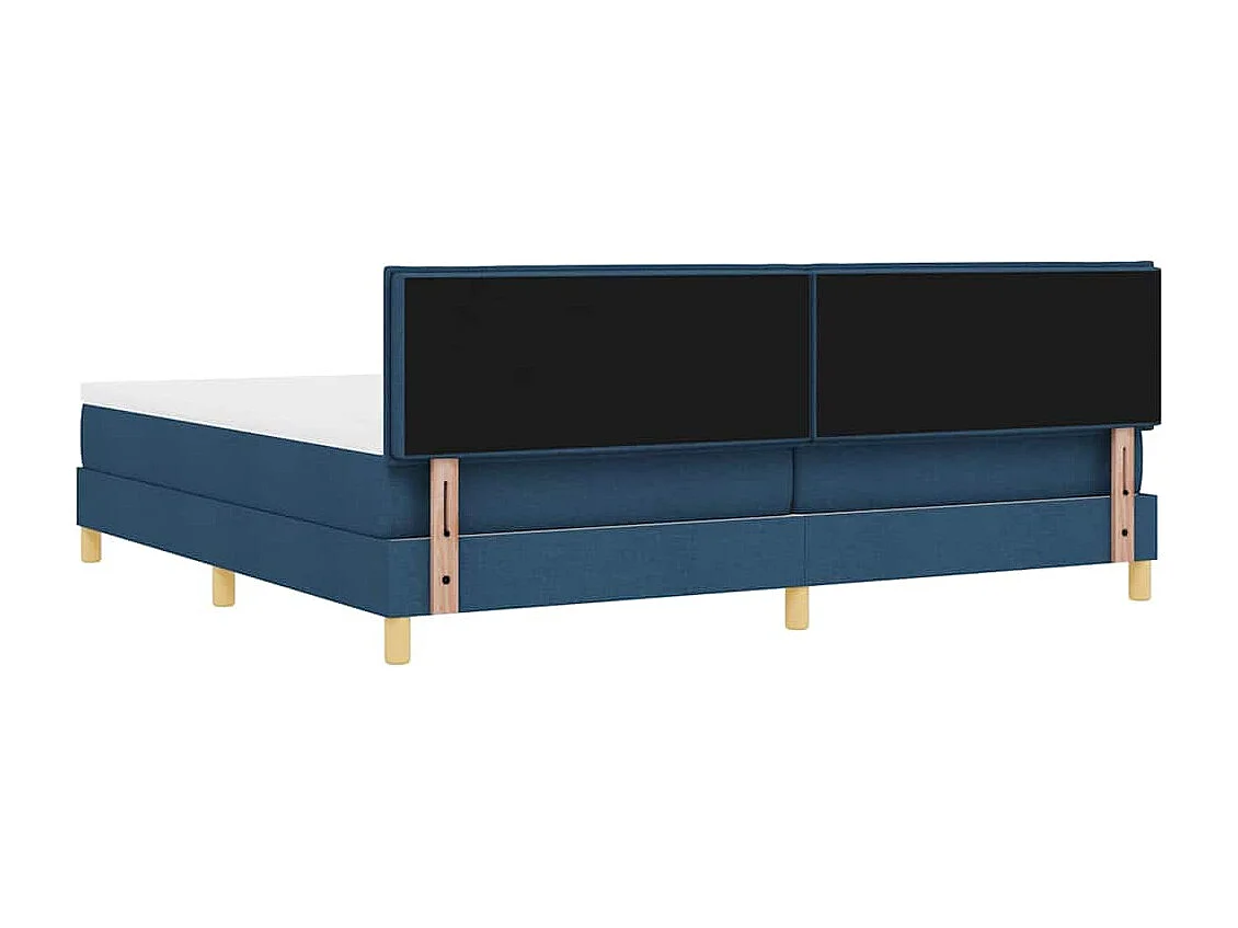 Boxspringbett mit Kissen mit Kopfteil Blau 200 x 200 cm Stoff