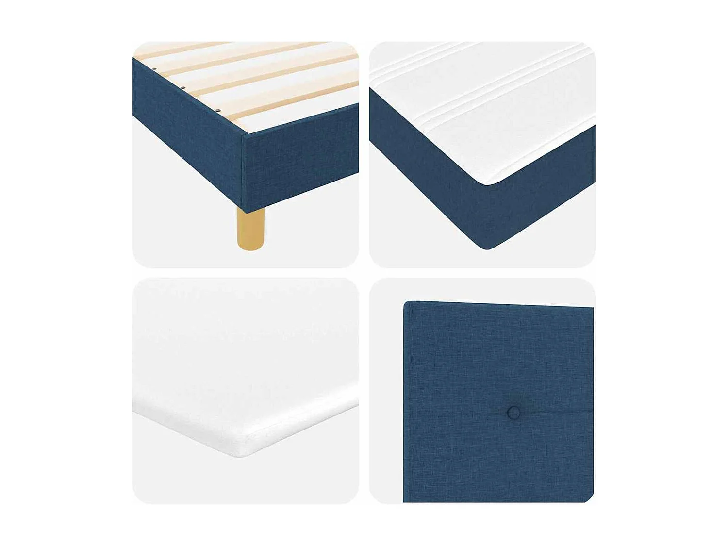 Boxspringbett mit Kissen mit Kopfteil Blau 200 x 200 cm Stoff