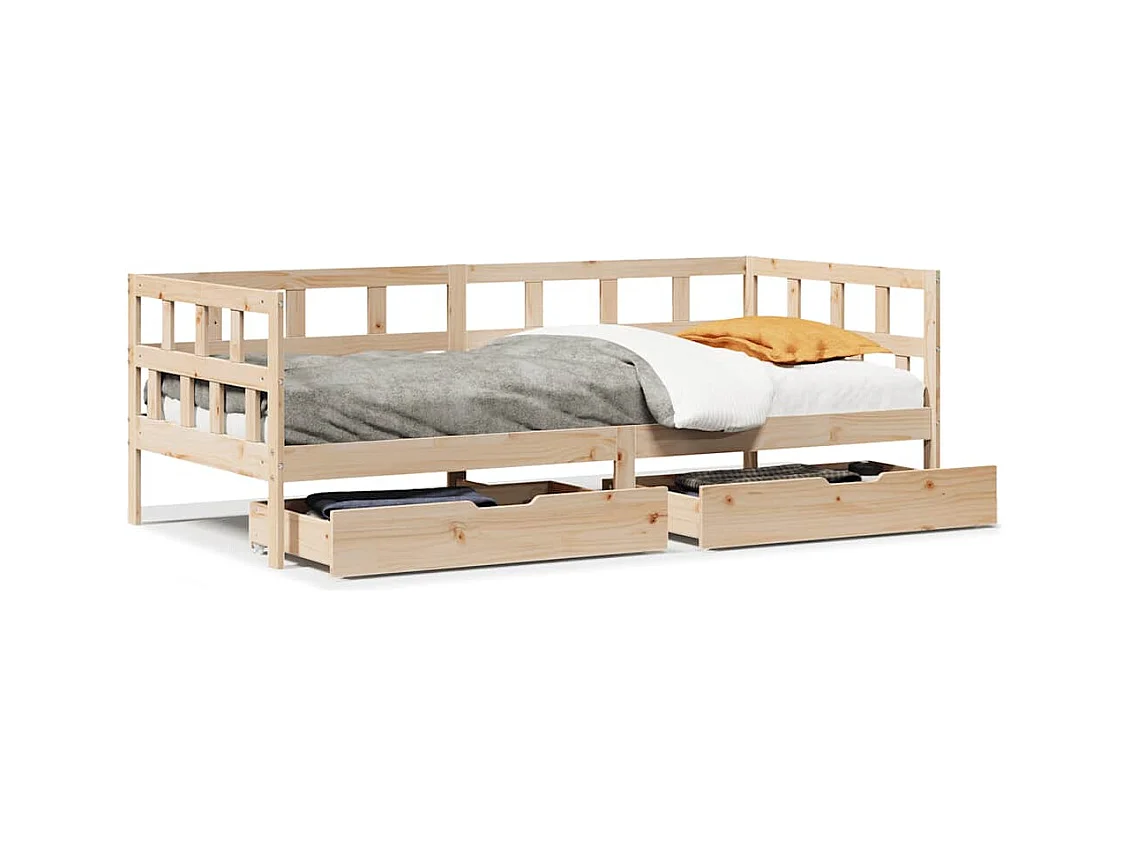 Dormeuse con Cassetti 80x200 cm in Legno Massello di Pino