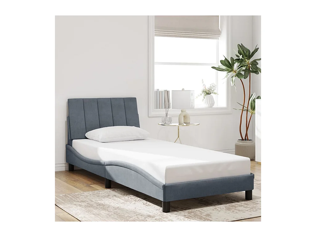 Cadre de lit sans matelas gris foncé 80x200 cm velours