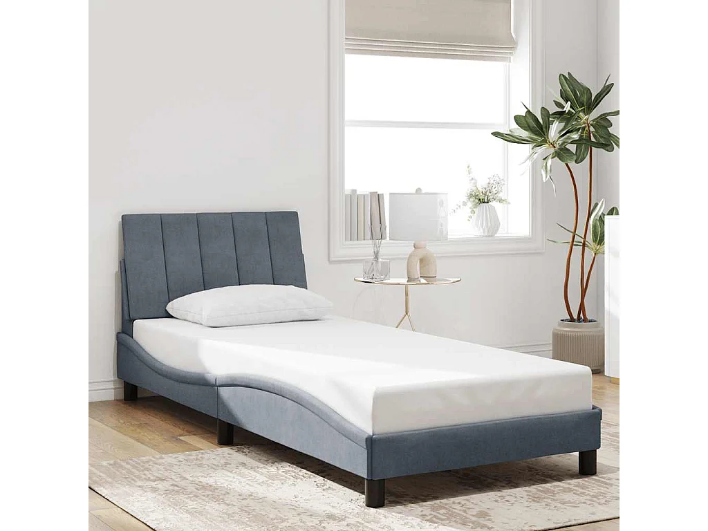 Bedframe zonder matras "Hanko" 80x200 cm fluweel donkergrijs