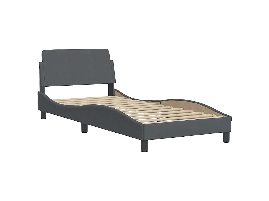 Cadre de lit sans matelas Hanko gris foncé 80x200 cm velours