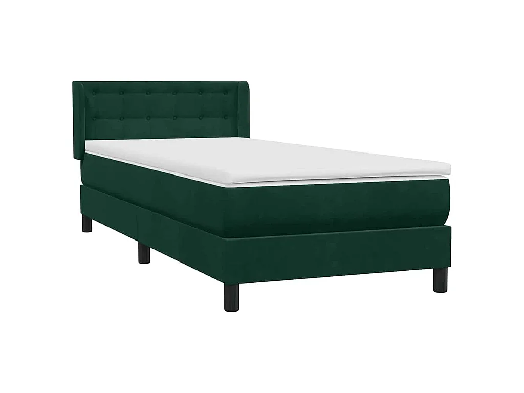 Sommier à lattes de lit et matelas vert foncé 80x220 cm velours