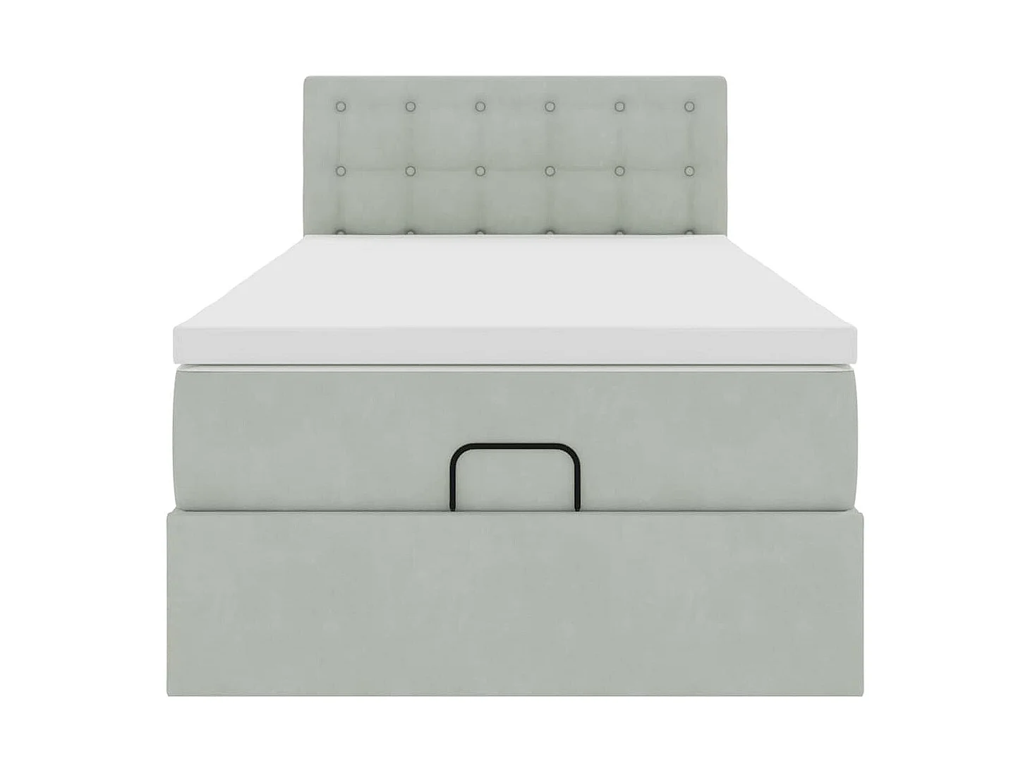 Ottoman bed met matras 80x200cm fluweel lichtgrijs