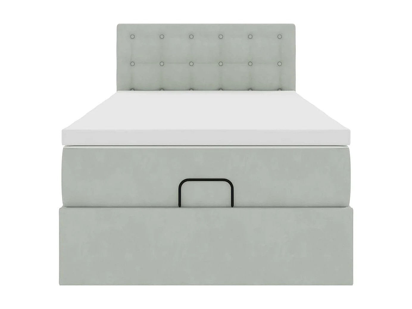 Estructura cama otomana colchón terciopelo gris claro 80x200cm