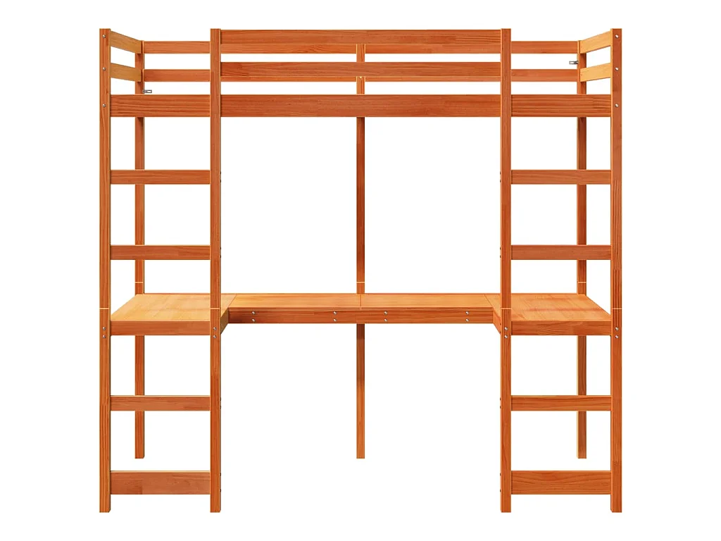 Hochbett ohne Matratze Wachsbraun 80x200 cm Massivholz Kiefer