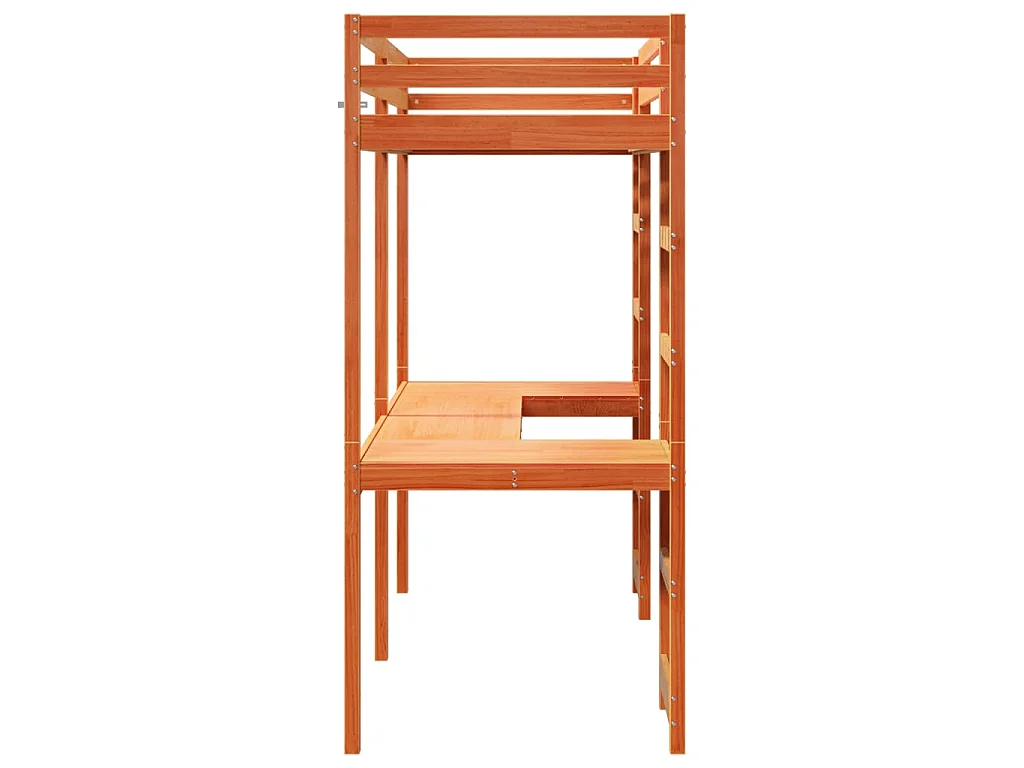 Hochbett ohne Matratze Wachsbraun 80x200 cm Massivholz Kiefer