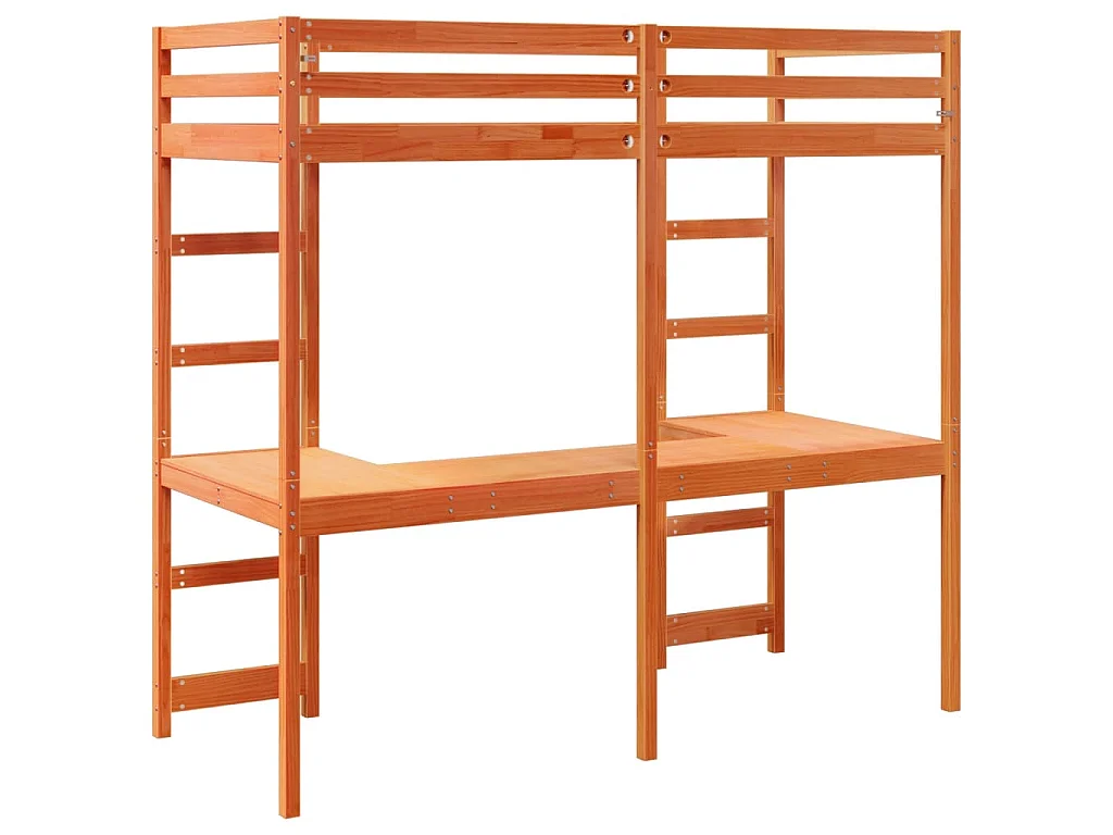 Hochbett ohne Matratze Wachsbraun 80x200 cm Massivholz Kiefer