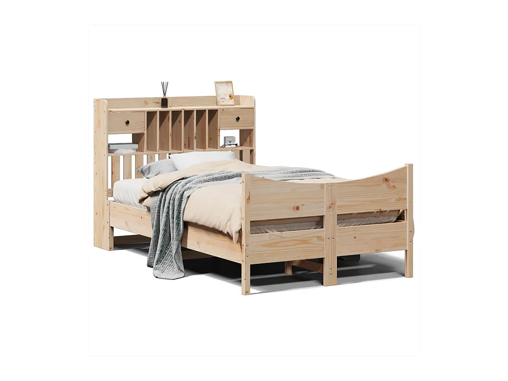Cadre de lit sans matelas 135x190 cm bois de pin massif