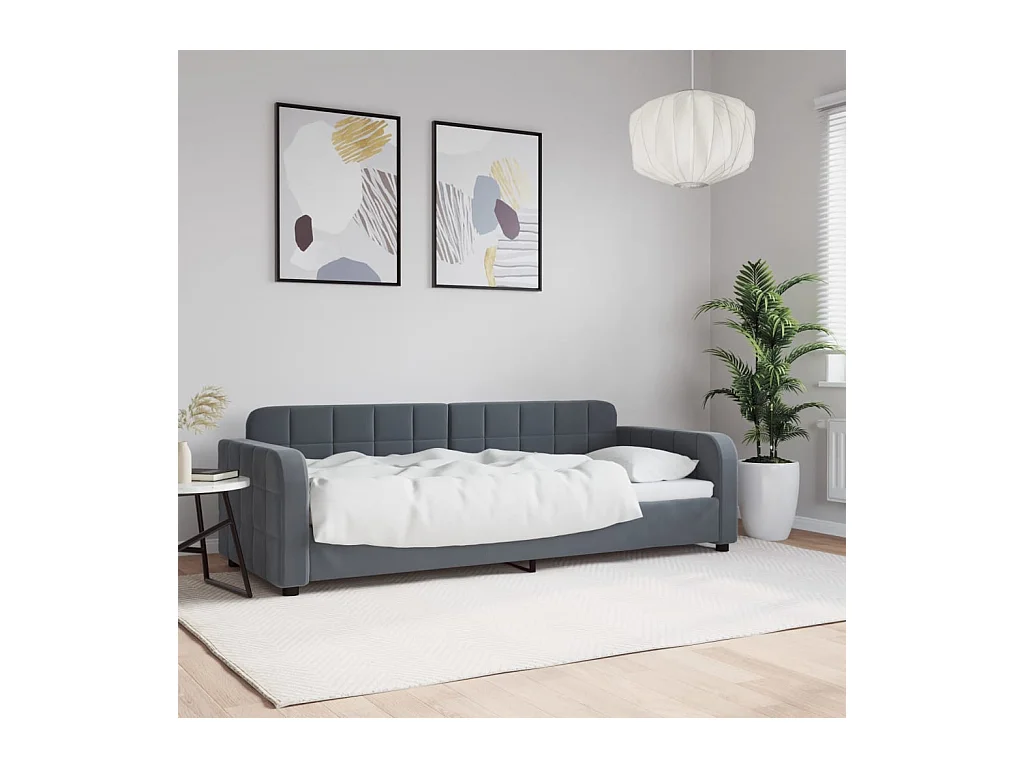 Lit de repos gris foncé 80x200 cm velours