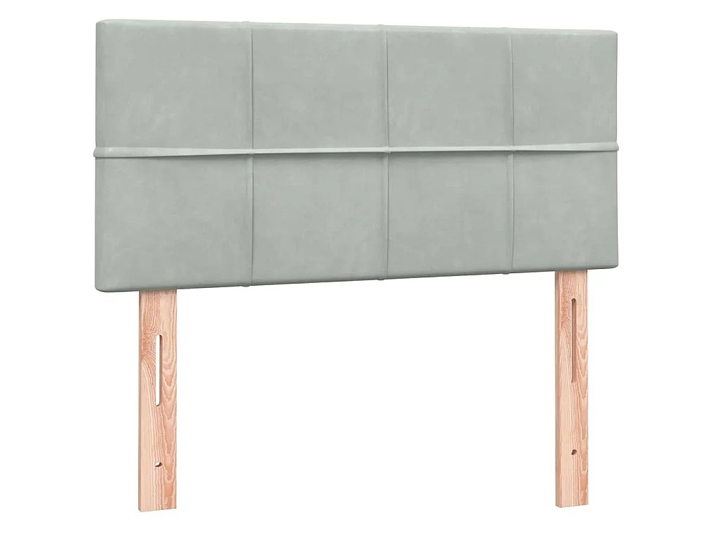 Cama box spring con colchón terciopelo gris claro 80x220 cm