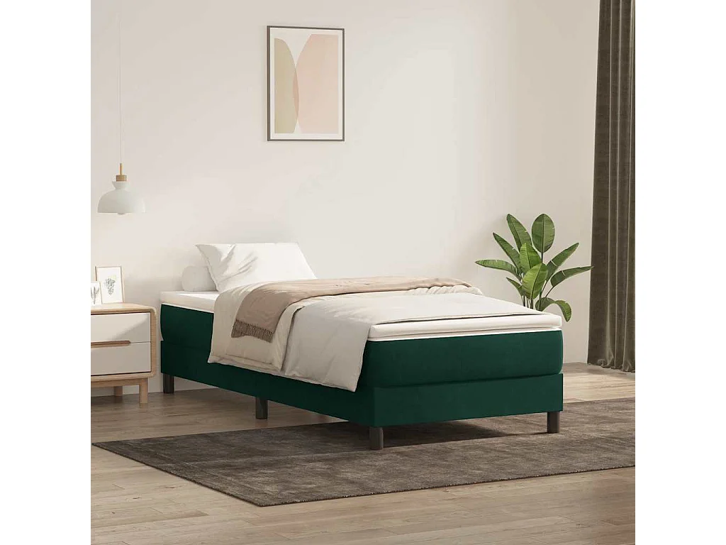 Cama com molas sem colchão verde-escuro 80x220 cm veludo