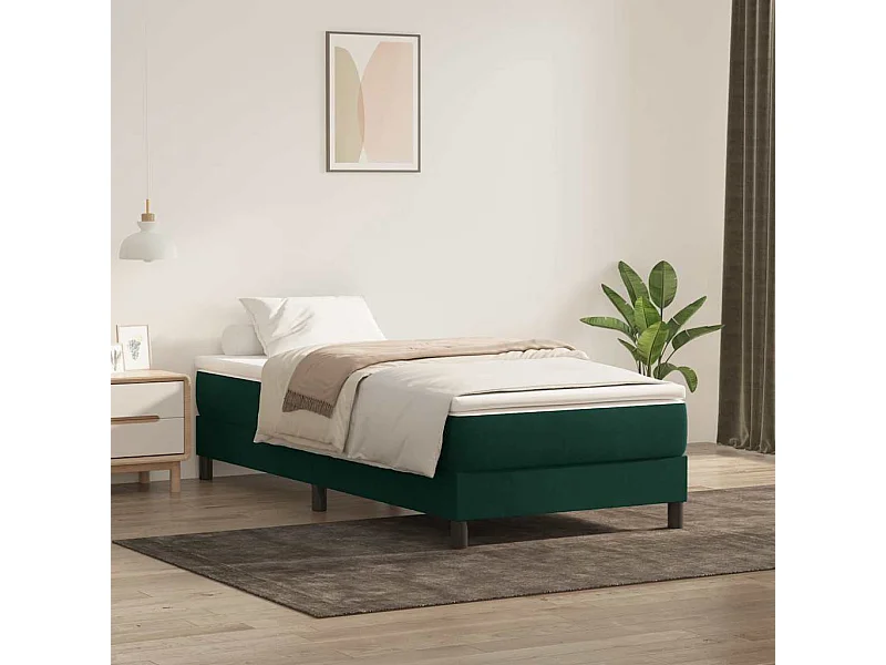 Cama com molas sem colchão verde-escuro 80x220 cm veludo