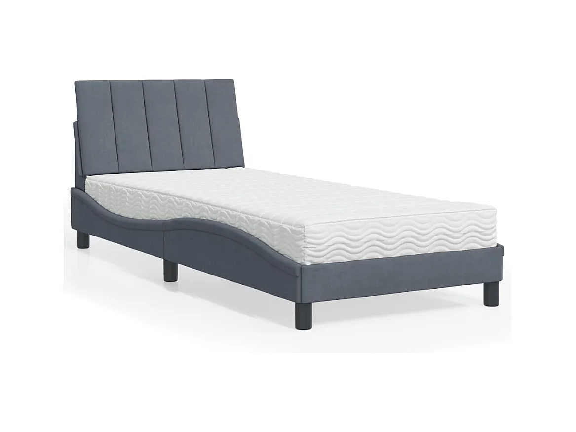 Lit avec matelas gris foncé 80x200 cm velours