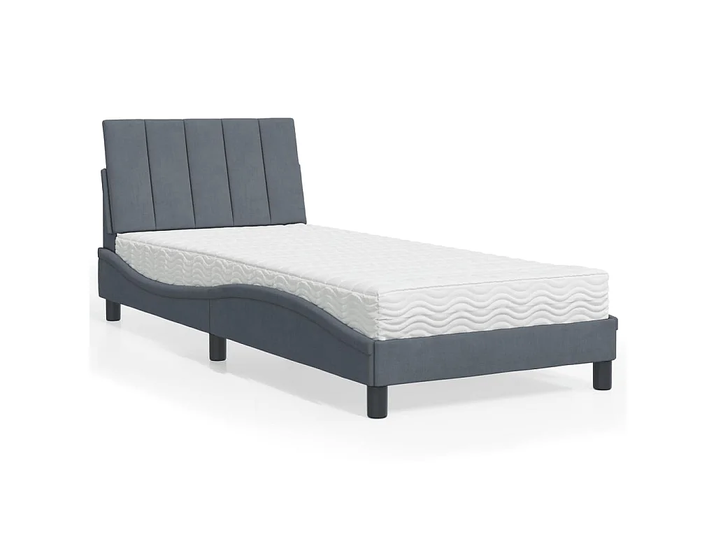 Bett mit Matratze "Hanko" Dunkelgrau 80x200 cm Samt