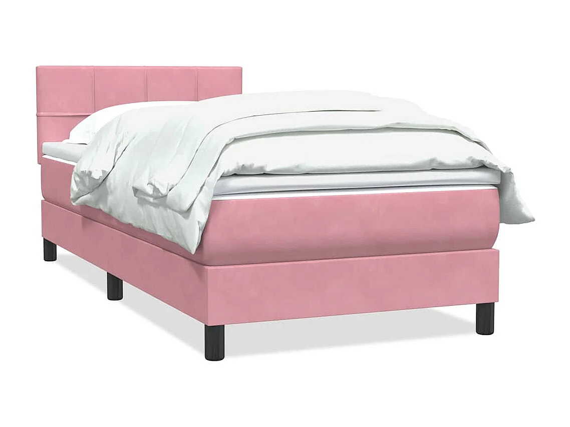 Boxspring met matras fluweel roze 80x220 cm
