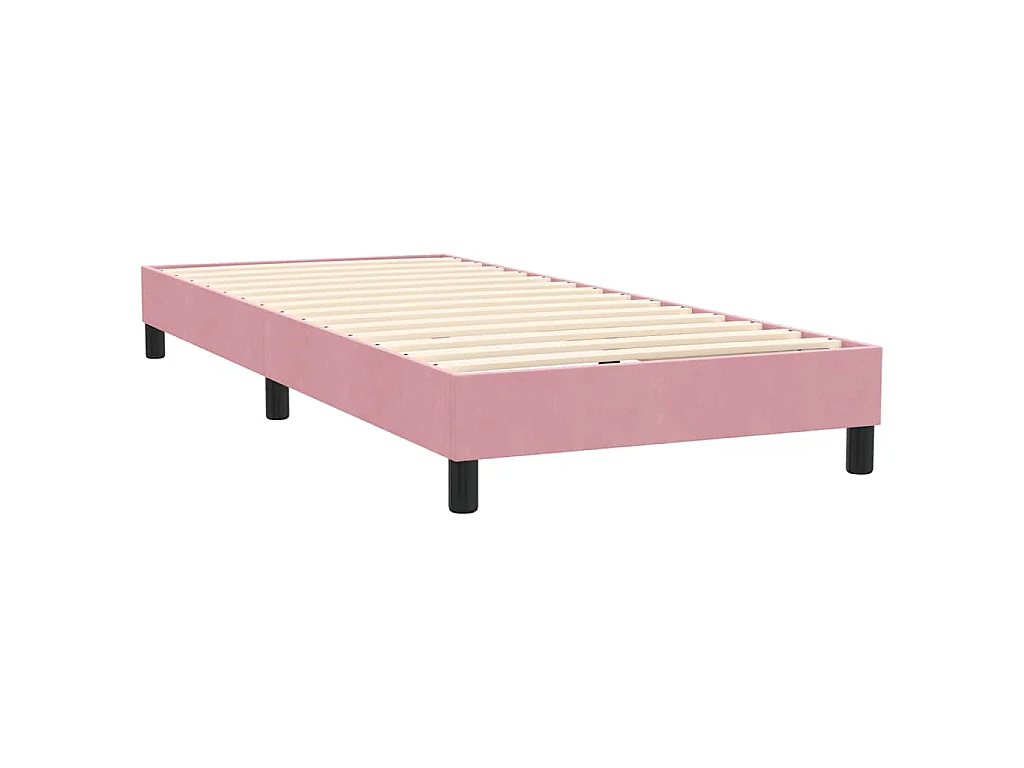 Cama box spring con colchón terciopelo rosa 80x220 cm