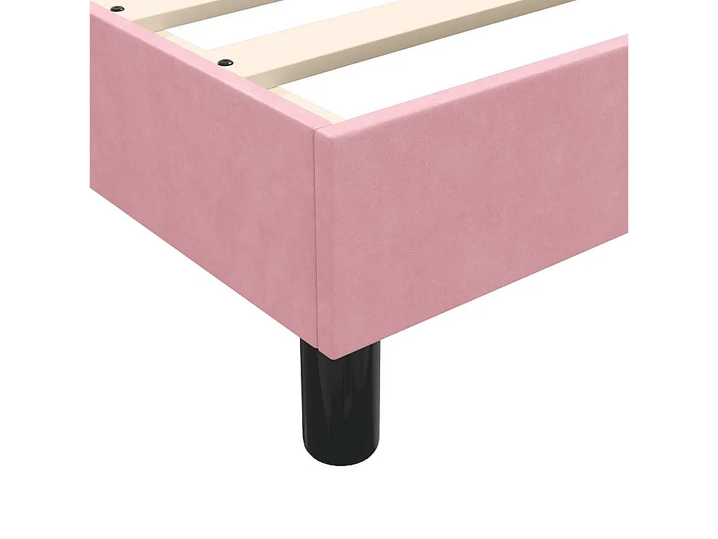 Cama box spring con colchón terciopelo rosa 80x220 cm
