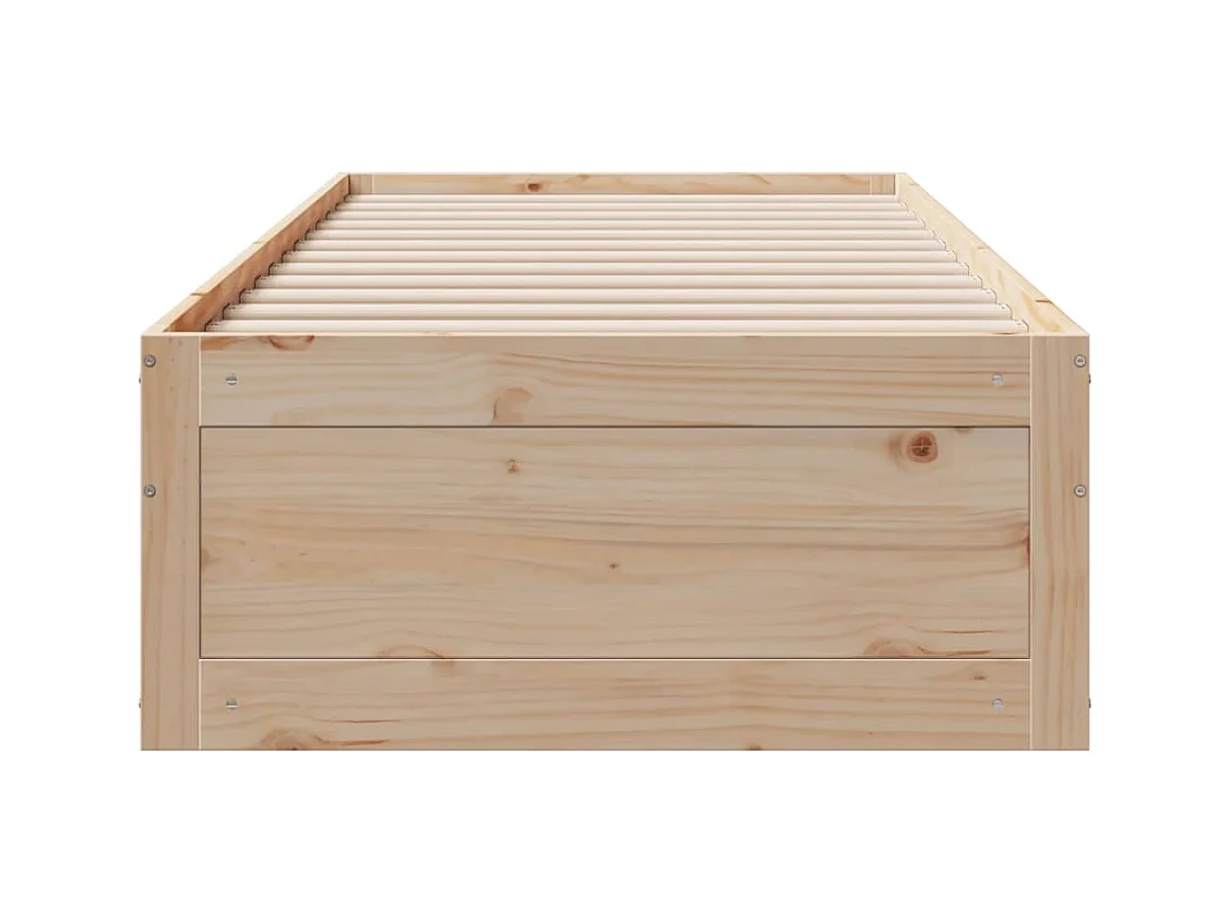 Cama sin colchón con cajones madera maciza de pino 75x190 cm