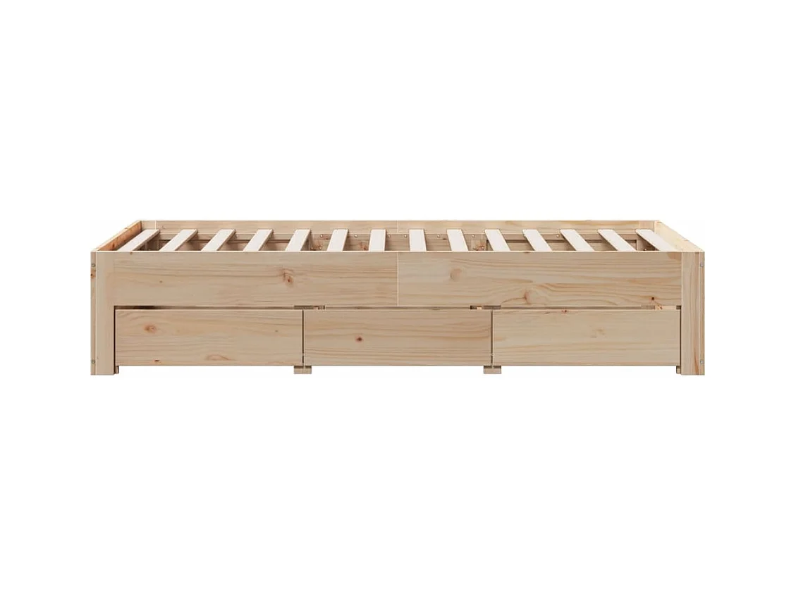 Cama sin colchón con cajones madera maciza de pino 75x190 cm