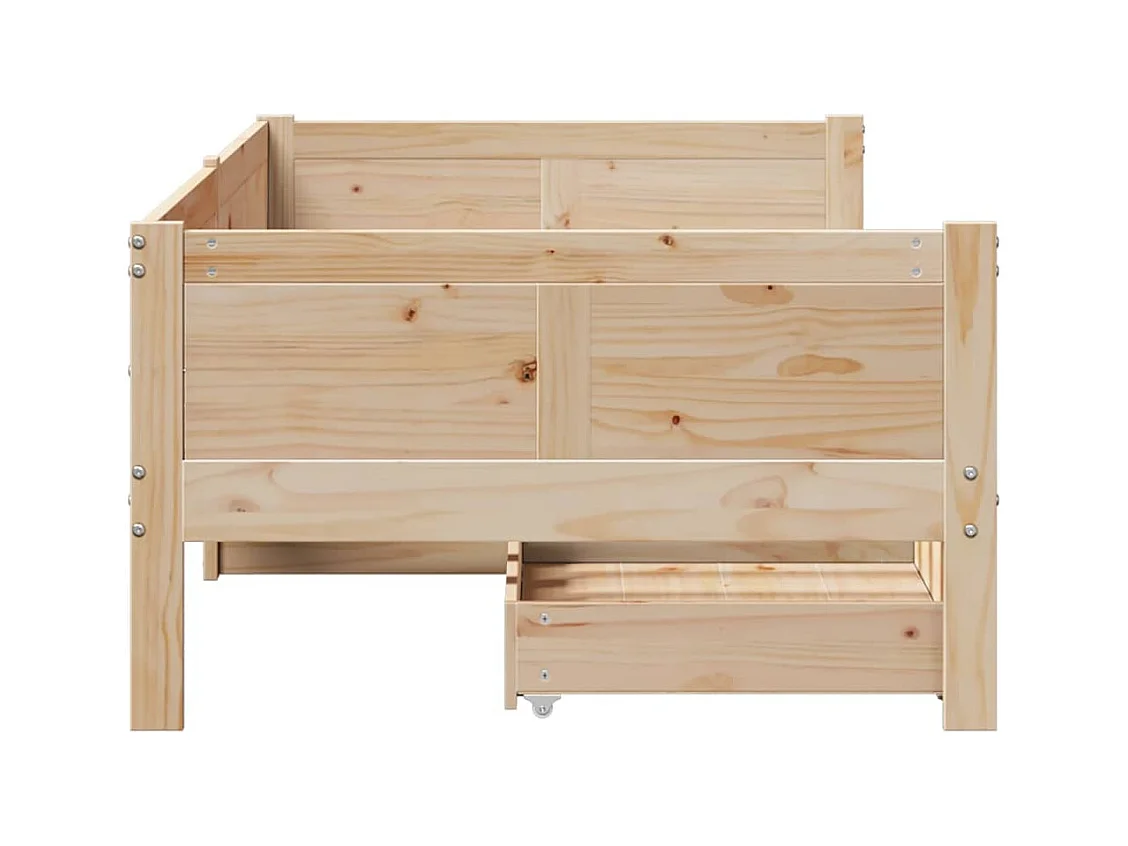 Dormeuse con Cassetti 80x200 cm in Legno Massello di Pino