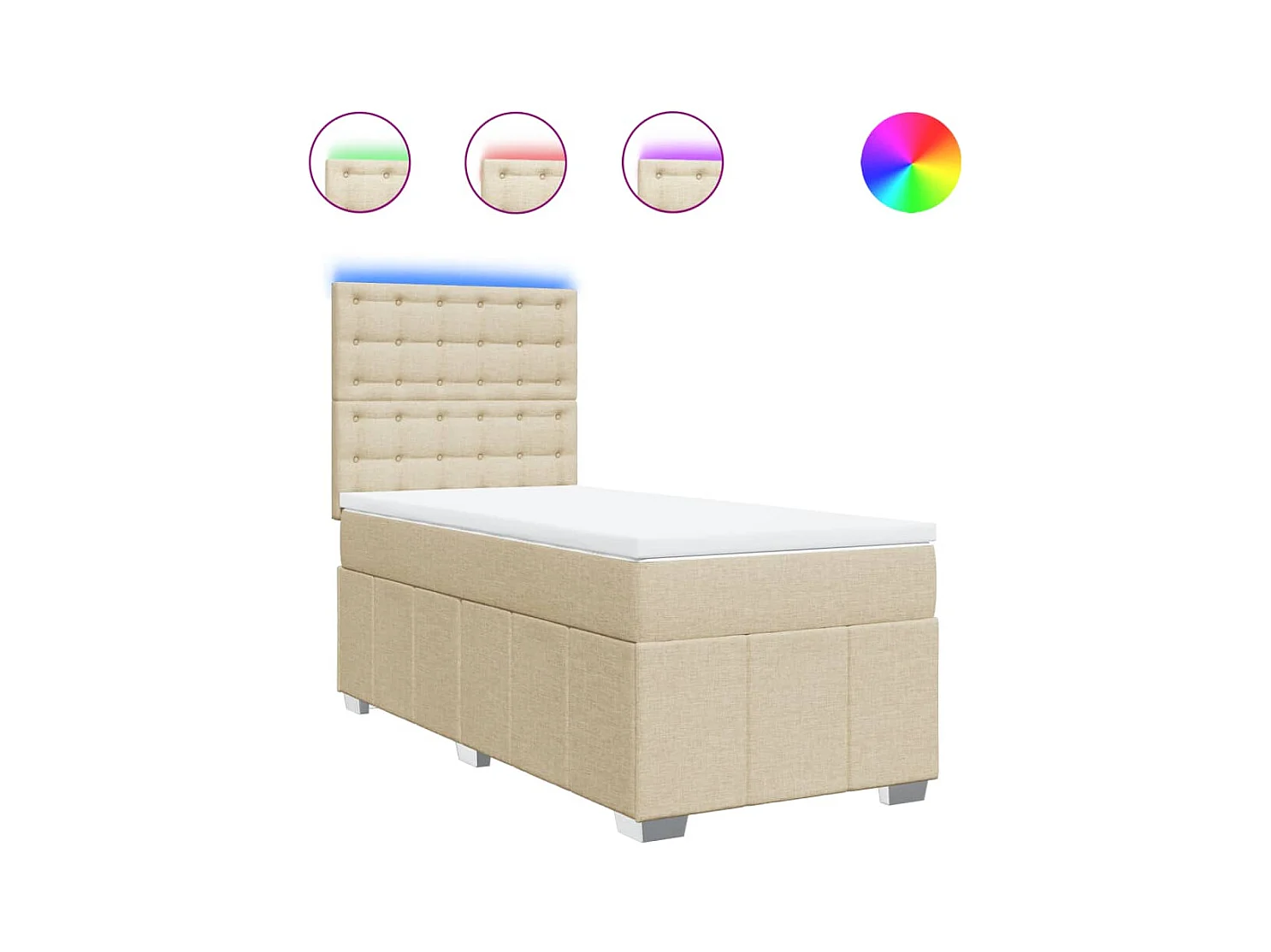 Cama com molas/colchão 80x200 cm tecido cor crème