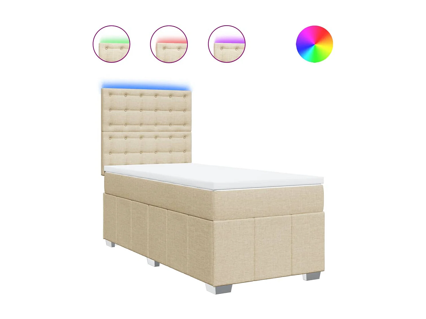 Boxspring met matras stof crèmekleurig 80x200 cm