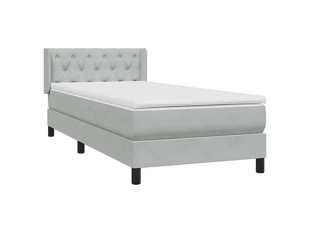 Boxspringbett mit Matratze Hellgrau 80x210 cm Samt