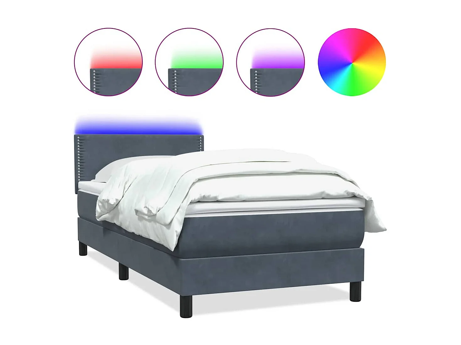 Boxspring met matras en LED fluweel donkergrijs 80x210 cm