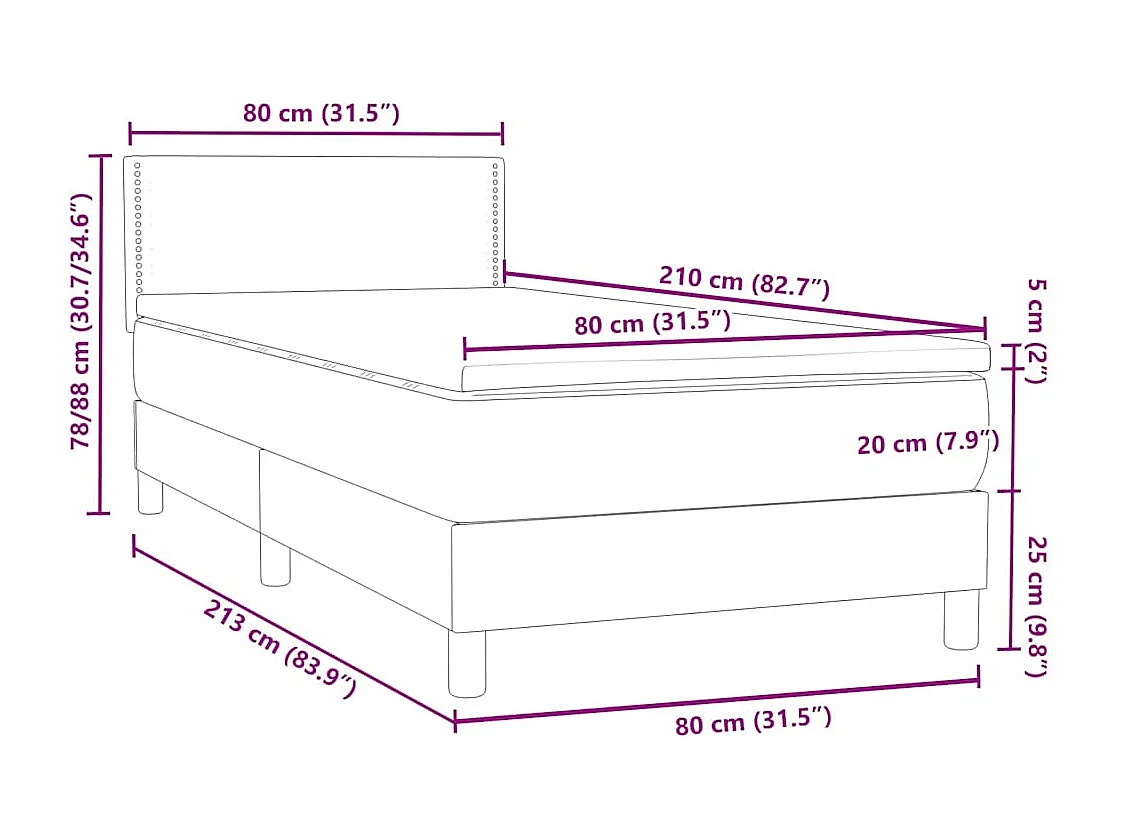 Boxspring met matras en LED fluweel donkergrijs 80x210 cm