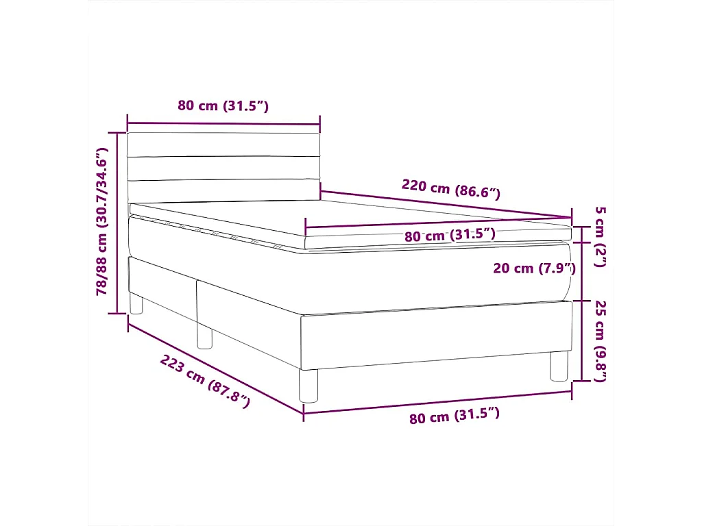 Boxspring met matras fluweel zwart 80x220 cm