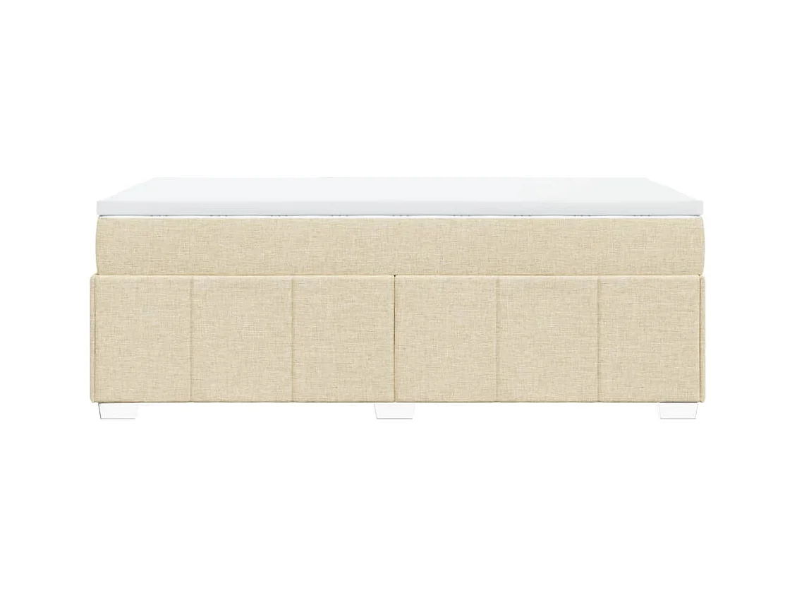 Cama box spring con colchón tela color crema 80x200 cm