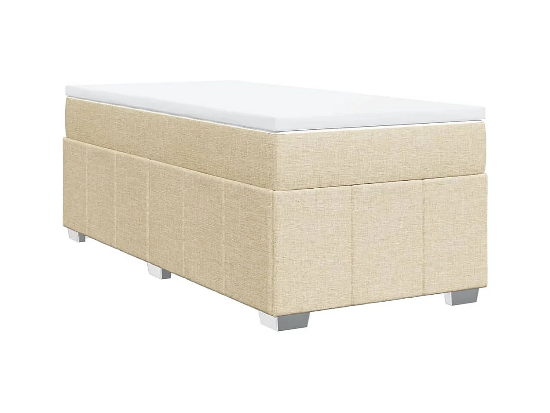 Cama box spring con colchón tela color crema 80x200 cm