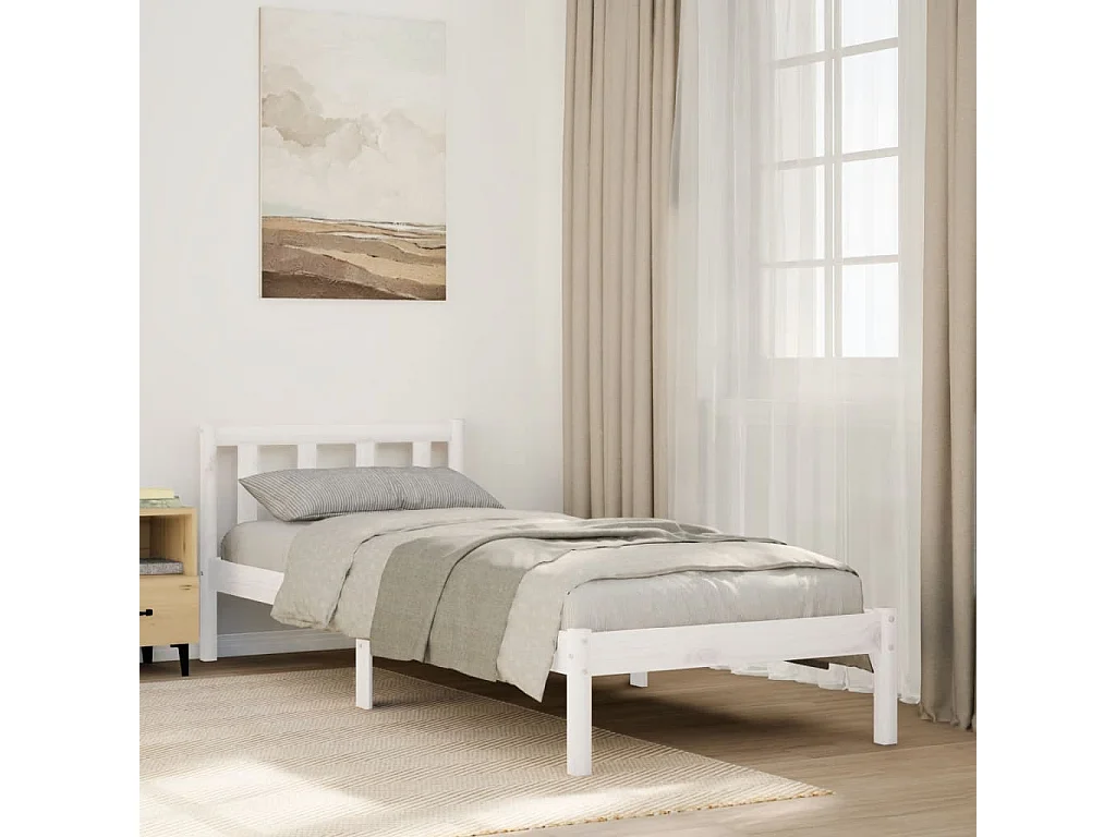 Cadre de lit extra long sans matelas 80x210 cm bois massif pin