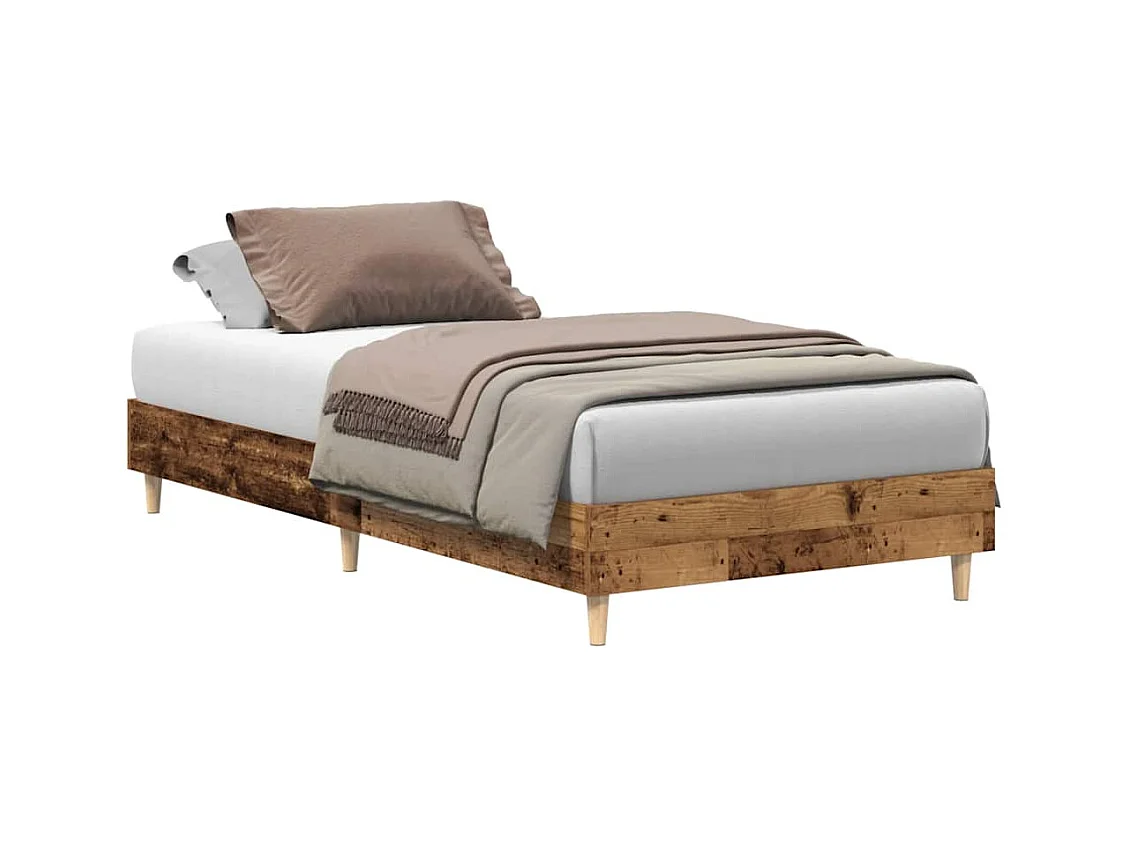 Cadre de lit sans matelas vieux bois 75x190 cm bois ingénierie