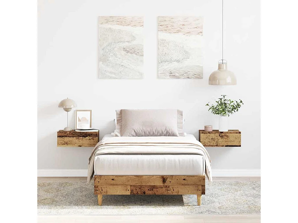 Cadre de lit sans matelas vieux bois 75x190 cm bois ingénierie