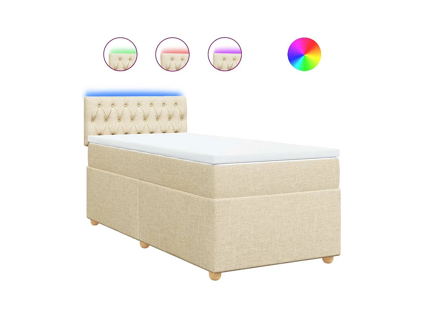 Boxspring met matras stof crèmekleurig 80x200 cm