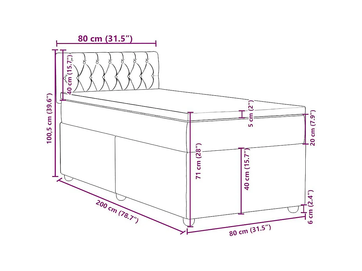 Boxspring met matras stof crèmekleurig 80x200 cm