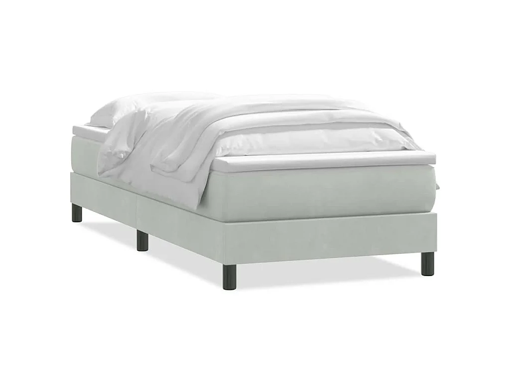 Cama com molas/colchão cinzento-claro 80x220 cm veludo
